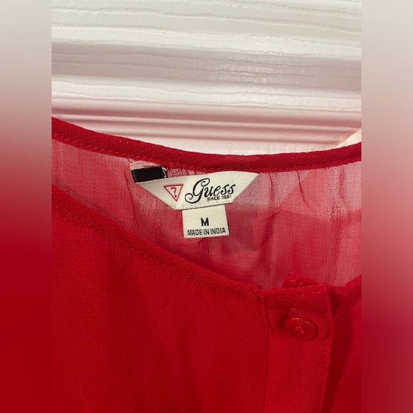 2/$15 Guess Open Shoulder Transparent Blouse - Picture 3 of 3